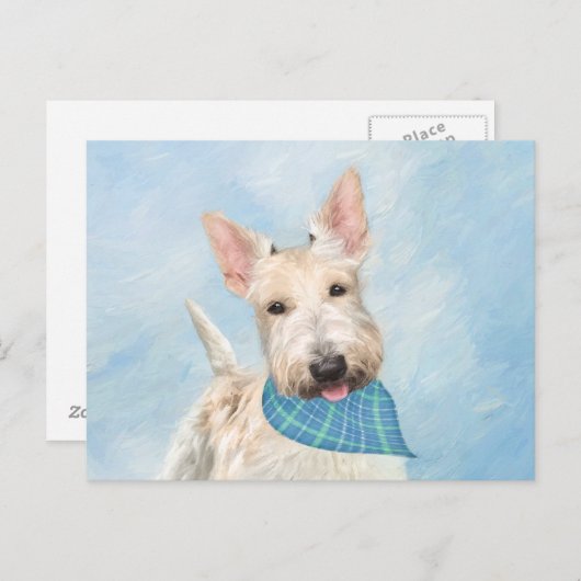 Carte Postale Scottish Terrier Wheaten Dog Painting Art original (Devant / Derrière)