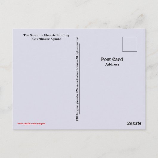 Carte Postale Scranton, PA Post Card Scranton Électrique Bâtimen (Dos)