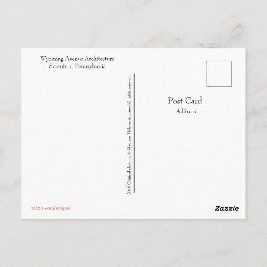 Carte Postale Scranton, Pa Post-Card-Wyoming Ave Architecture (Dos)