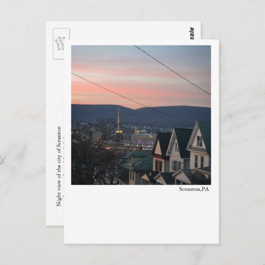 Carte postale Scranton PA Vue nocturne (Devant / Derrière)