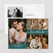 Carte Postale Script 4 Photo Collage Wedding Thank You (Devant / Derrière)