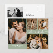 Carte Postale Script 4 Photo Collage Wedding Thank You (Devant / Derrière)