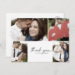 Carte Postale Script 4 Photo Collage Wedding Thank You<br><div class="desc">This modern script 4 photo collage wedding thank you postcard is perfect for a minimalist wedding. The simple black and white design feunique industrial lettering typography with boho style. Customizable in any color. Keep the design minimum and elegant,  as is,  or personalize it by adding your graphics and artwork.</div>