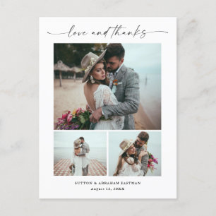 Carte Postale Script Amour et Remerciements 3 Photo Mariage Merc