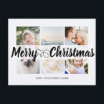 Carte Postale Script avec coeur Joyeux Noël 6 photos<br><div class="desc">Script avec Coeur Joyeux Noël 6 photos Carte postale universelle. 6 photos de collage familial personnalisées Cartes postales de salutations universelles avec un collage photo élégant avec 6 images customisées, votre message de salutations en texte manuscrit élégant, votre nom, date, année, message au dos dans une police sans serif moderne...</div>