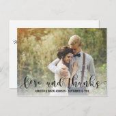 Carte Postale Script Black Love And Thanks | Photo personnalisée (Devant / Derrière)