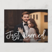 Carte Postale script blanc juste marié mariage faire-part (Devant)