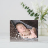 Carte Postale Script Blessé Baby Photo Faire-part de naissance (Debout devant)