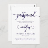 Carte Postale Script bleu marine Mariage reporté (Devant / Derrière)