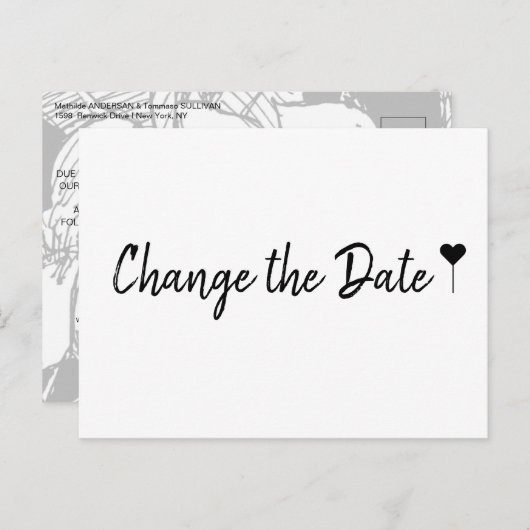 Carte Postale Script bohème simple blanc Modifier la date (Devant / Derrière)