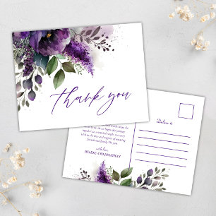 Carte Postale Script botanique moderne Merci de mariage élégant