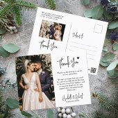 Carte Postale Script Budget Photo de mariage Merci