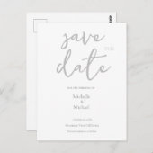Carte Postale Script Calligraphie Mariage Moderne Enregistrer la (Devant / Derrière)
