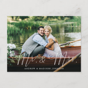 Carte Postale Script cardiaque M. & Mme Mariage Elopement