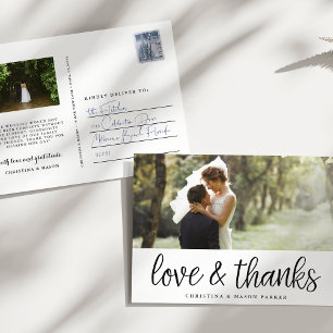 Carte Postale Script chic Merci photo Mariage
