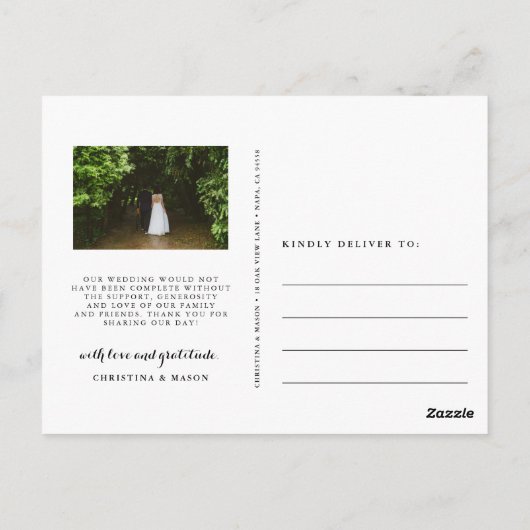 Carte Postale Script chic | Merci photo multi-Mariage (Dos)