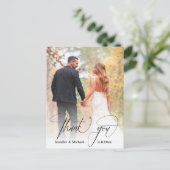 Carte Postale script chic moderne merci 2 photos mariage (Debout devant)