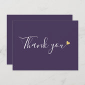 Carte Postale Script Cœur Doré Violet Merci Entreprise (Devant / Derrière)