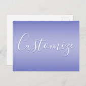 Carte Postale Script cursif modifiable | Violet blanc et violet (Devant / Derrière)