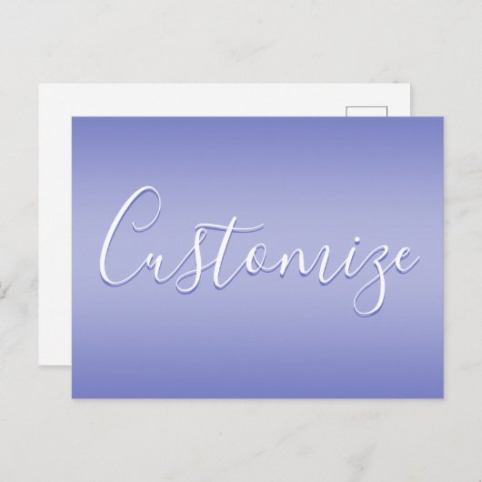 Carte Postale Script cursif modifiable | Violet blanc et violet (Devant / Derrière)