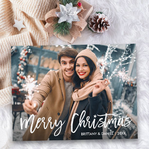 Carte Postale Script de Brève Moderne Photo Star de Noël