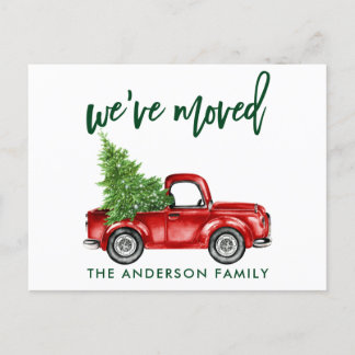 Carte Postale Script de brosse Changement d'adresse Camion Arbre