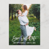 Carte Postale Script de brosse moderne Enregistrer notre date Co (Devant)