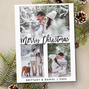 Carte Postale Script de brosse moderne Joyeux Noël Photo