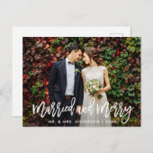 Carte Postale Script de brosse moderne Marié & Joyeux Noël (Devant / Derrière)