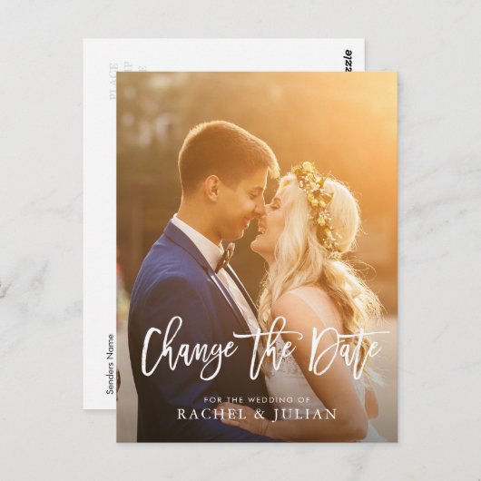 Carte Postale script de brosse modifier la photo de date (Devant / Derrière)