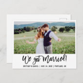 Carte Postale Script De Brush Moderne Nous Avons Marié Photo (Devant / Derrière)