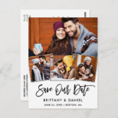 Carte Postale Script De Brush Moderne Sauver Notre Date 4 Photo (Devant / Derrière)