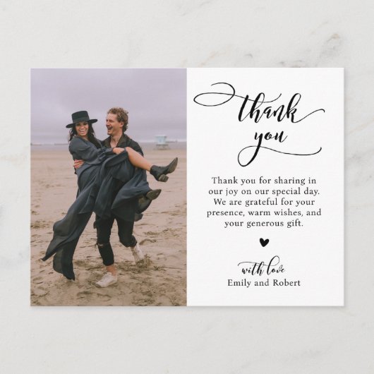 Carte Postale Script de calligraphie budgétaire Mariage photo Me (Devant)