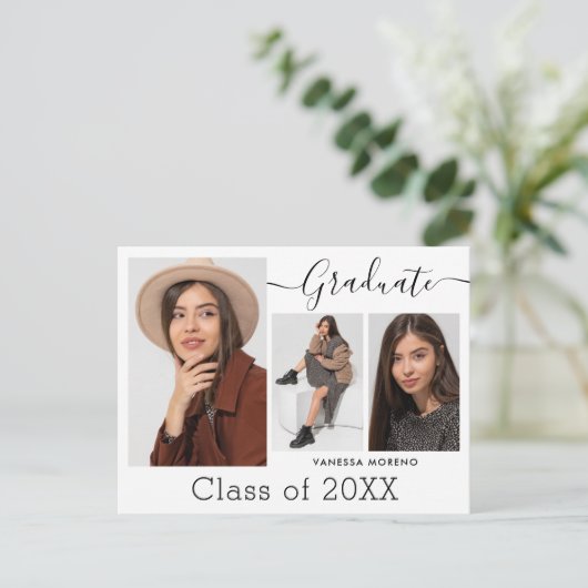 Carte Postale Script de calligraphie moderne Blanc 3 Photo Gradu (Debout devant)