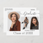 Carte Postale Script de calligraphie moderne Blanc 3 Photo Gradu (Devant / Derrière)