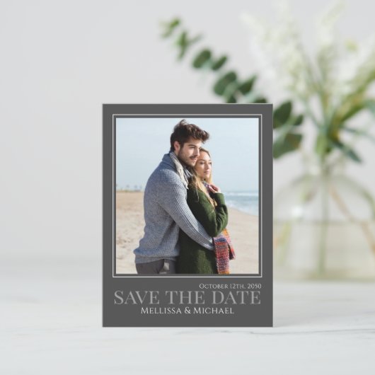 Carte Postale Script de calligraphie moderne Deux photos Code QR (Debout devant)