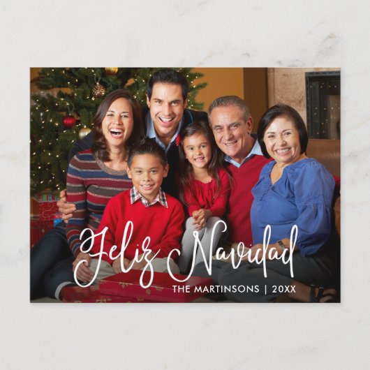 Carte Postale Script de calligraphie moderne Feliz Navidad Photo (Devant)