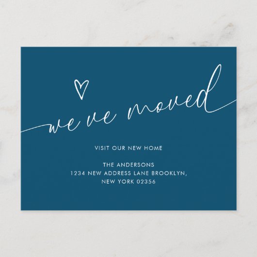 Carte Postale Script de coeur bleu marine minimal Nous avons bou (Devant)