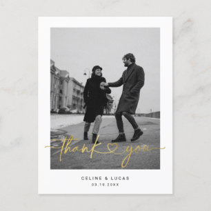Carte Postale Script de cœur d'amour minimaliste Mariage Merci P