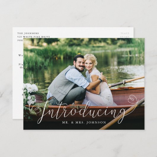 Carte Postale Script de coeur Introduire l'Elopement Mariage (Devant / Derrière)