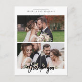 Carte Postale Script de collage de photos de mariage Merci (Devant)