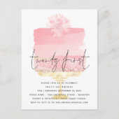 Carte Postale Script de gâteau rose moderne 21e anniversaire Inv (Devant)