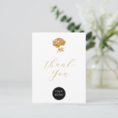 Carte Postale Script de logo commercial Gold Peony Merci Blanc (Debout devant)