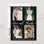 Carte Postale Script de mariage moderne pour 4 photos d'amour et (Devant / Derrière)