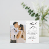 Carte Postale Script de Merci de Mariage de photo de coeur budgé (Debout devant)