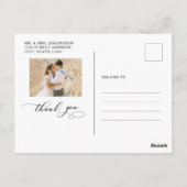 Carte Postale Script de Merci de Mariage de photo de coeur budgé (Dos)