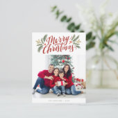 Carte Postale Script de Noël et vert vacances multi-photo (Debout devant)