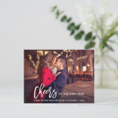 Carte Postale Script de pinceau moderne photo Nouvel An Salutati (Debout devant)