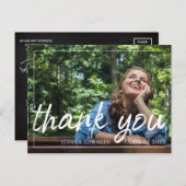 Carte Postale Script de police de brosse | Graduation Merci phot (Devant / Derrière)