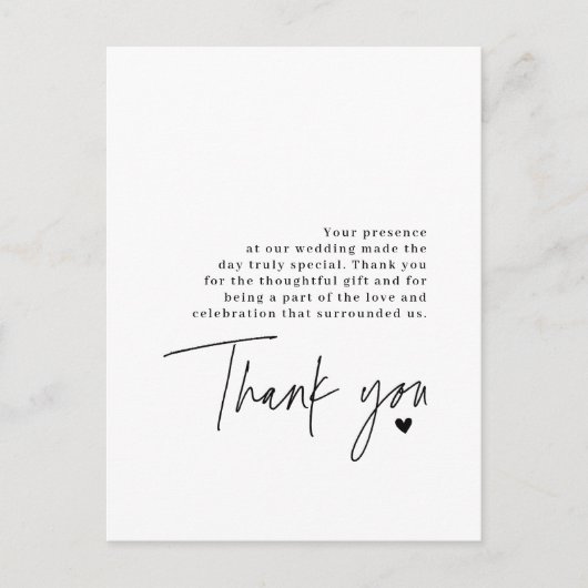 Carte Postale Script de remerciement de mariage Message de grati (Devant)